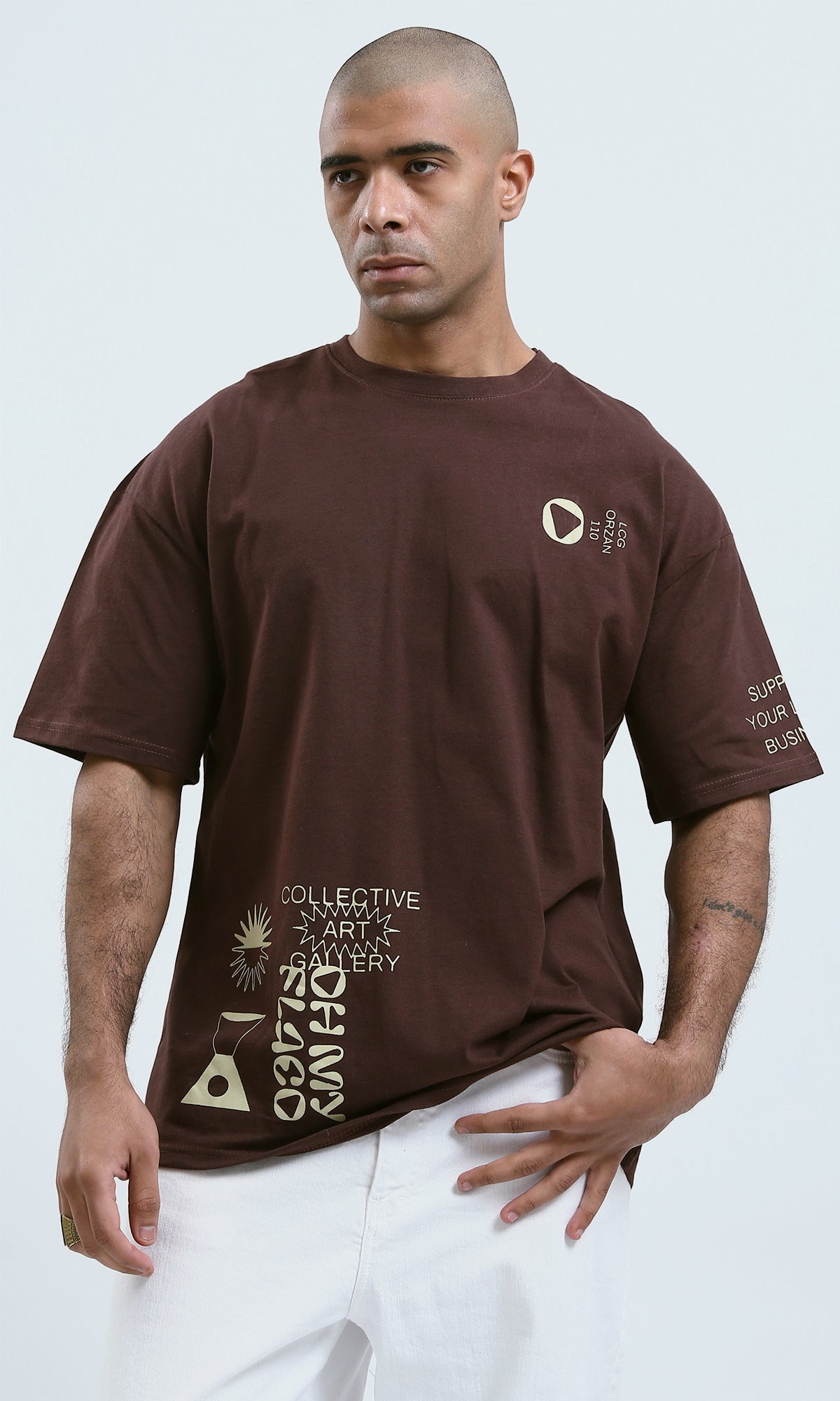 o188742 - Mahogany Printed "Collective Art" Summer Short Tee