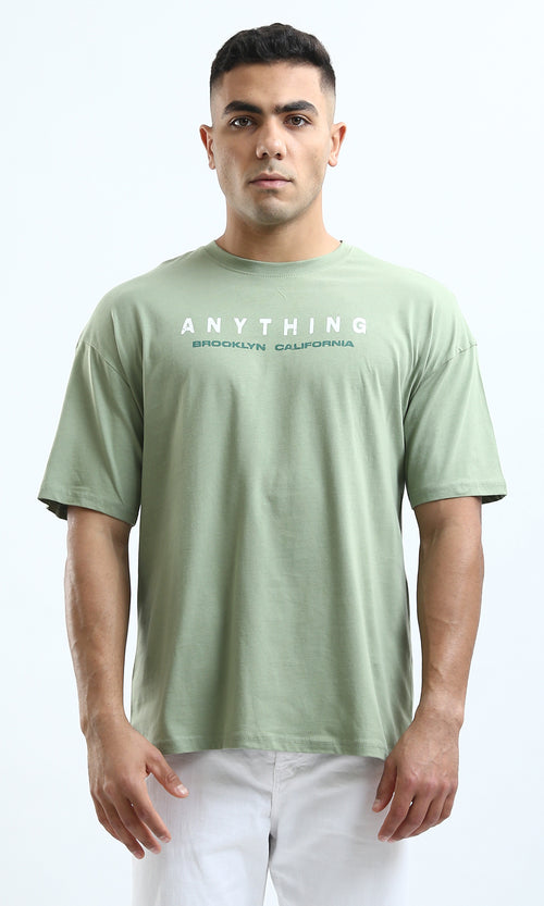 O188747 Printed "Anything" Light Olive Mix Tee