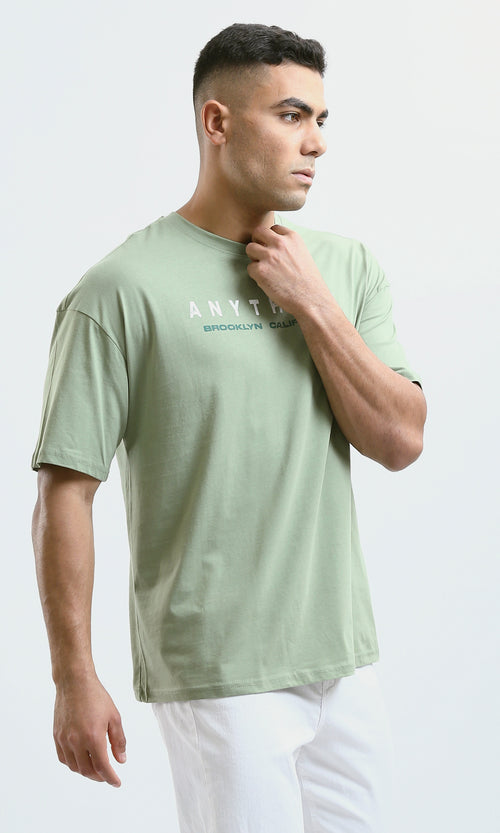O188747 Printed "Anything" Light Olive Mix Tee