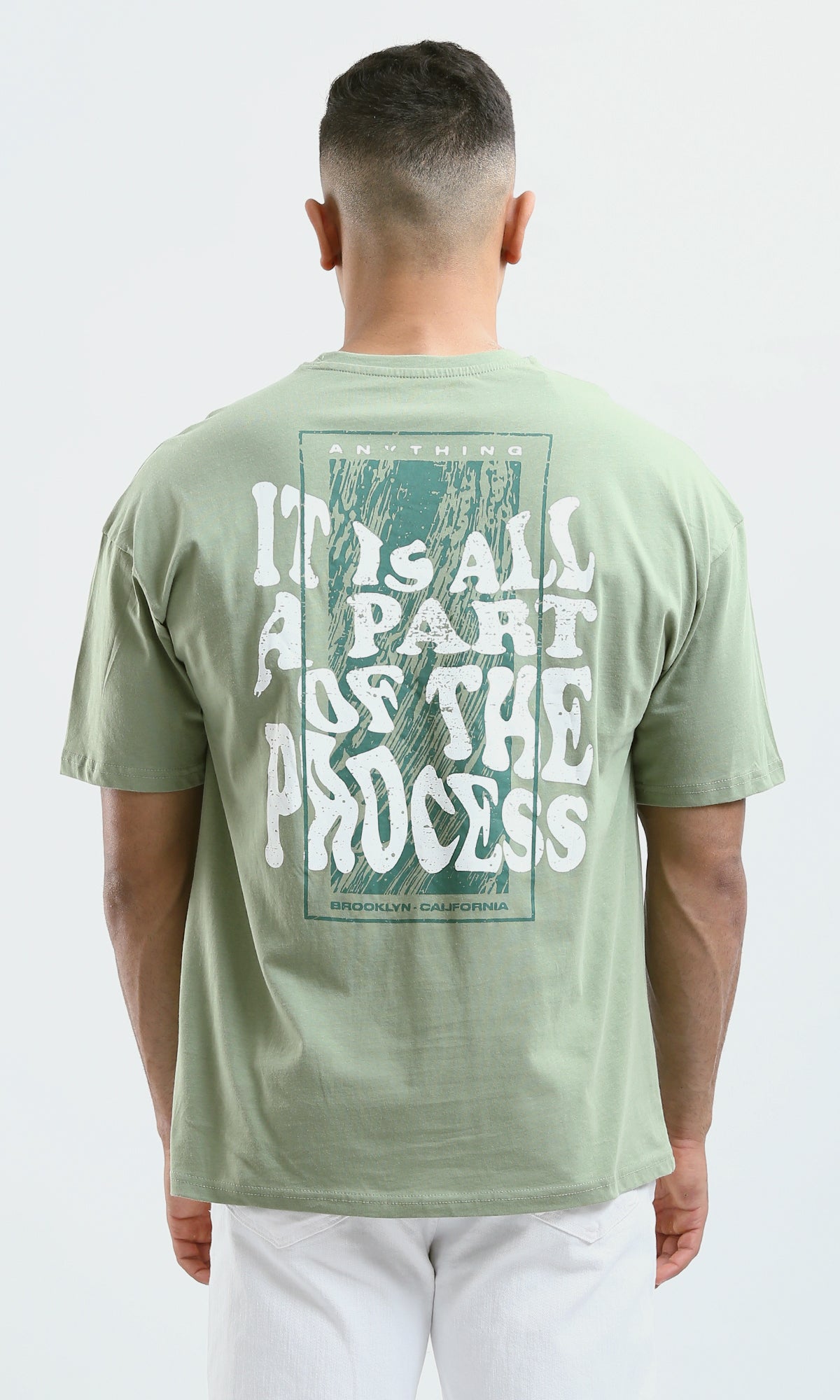 O188747 Printed "Anything" Light Olive Mix Tee