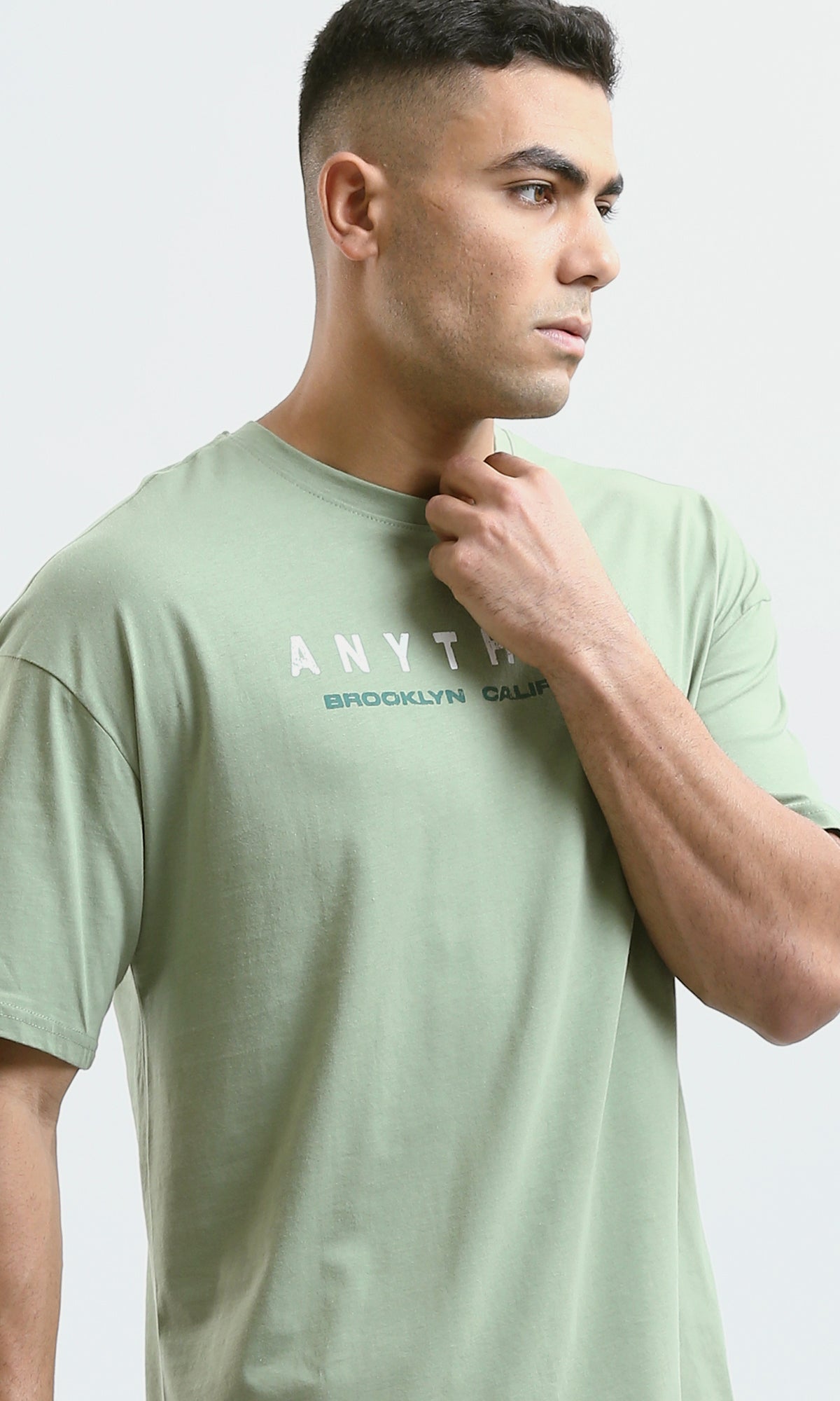 O188747 Printed "Anything" Light Olive Mix Tee