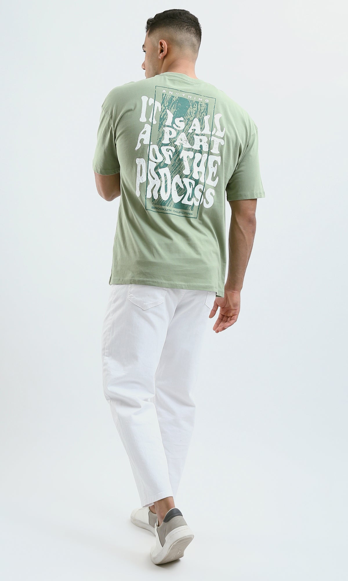 O188747 Printed "Anything" Light Olive Mix Tee