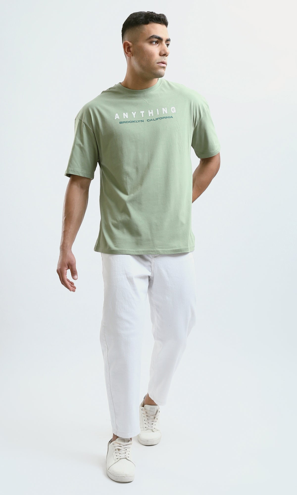 O188747 Printed "Anything" Light Olive Mix Tee