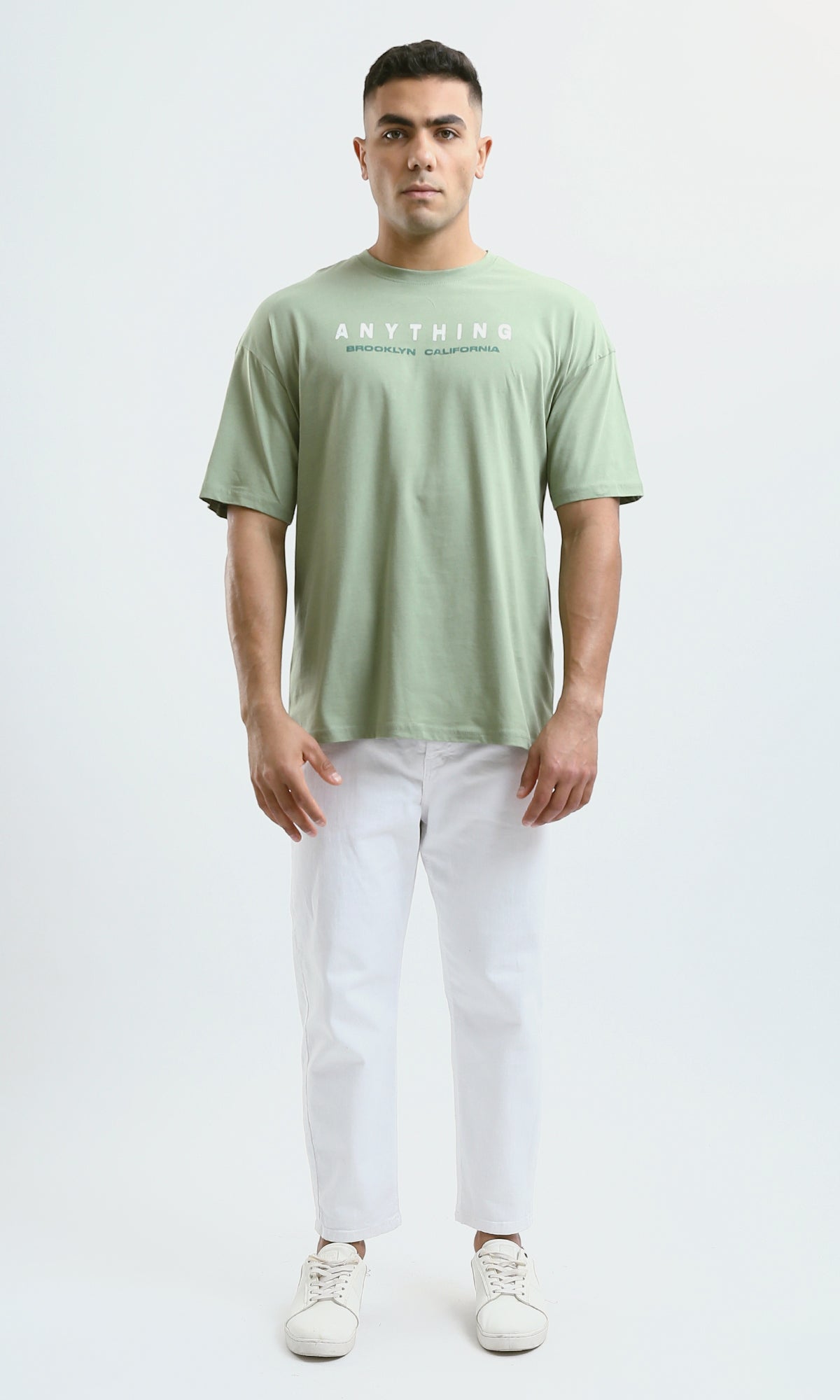 O188747 Printed "Anything" Light Olive Mix Tee