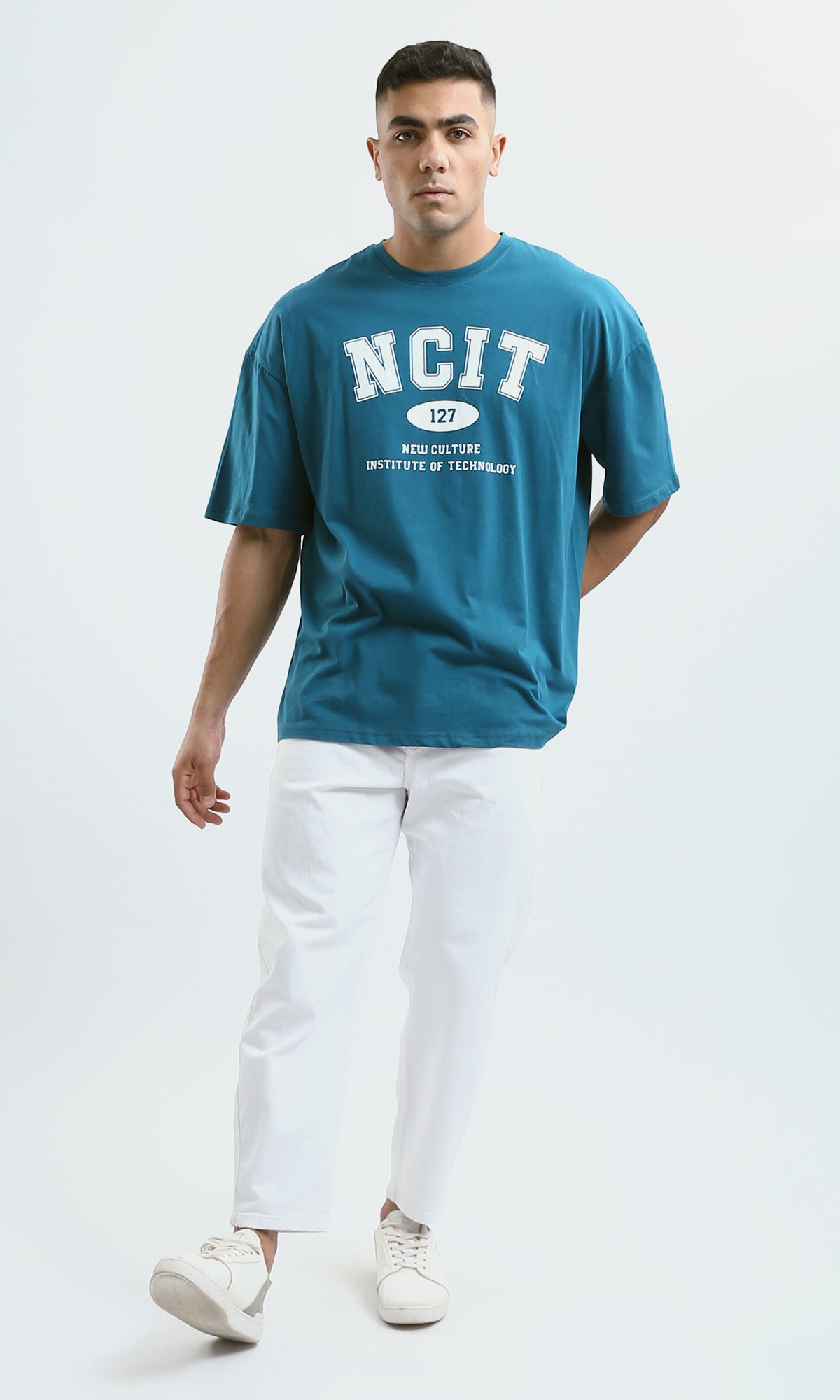 O188749 Printed "Nyc" Relaxed Fit Petroleum Tee