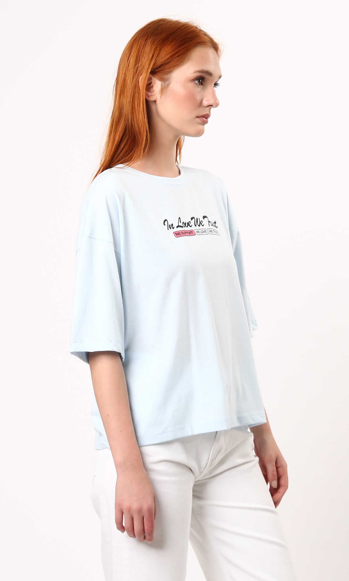 O189248 Front & Back Print Mix Summer Tee - Pastel Blue