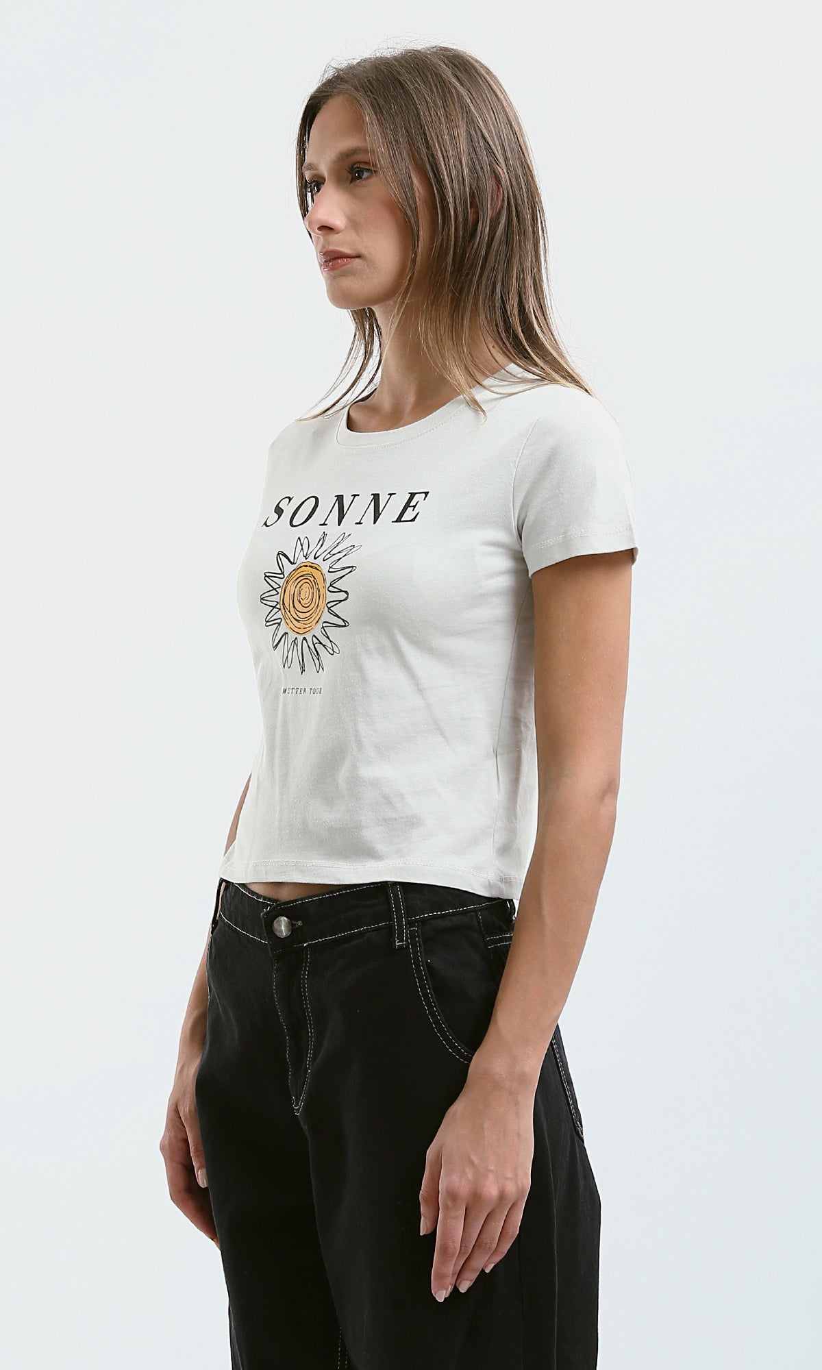 O189258 Printed "Sonne" Short Sleeves Regular Fit Tee - Off-White