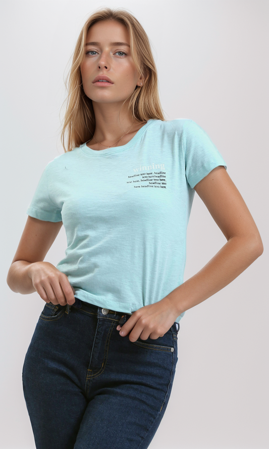 O189259 Heather Mintgreen Printed "Winning" Short Tee