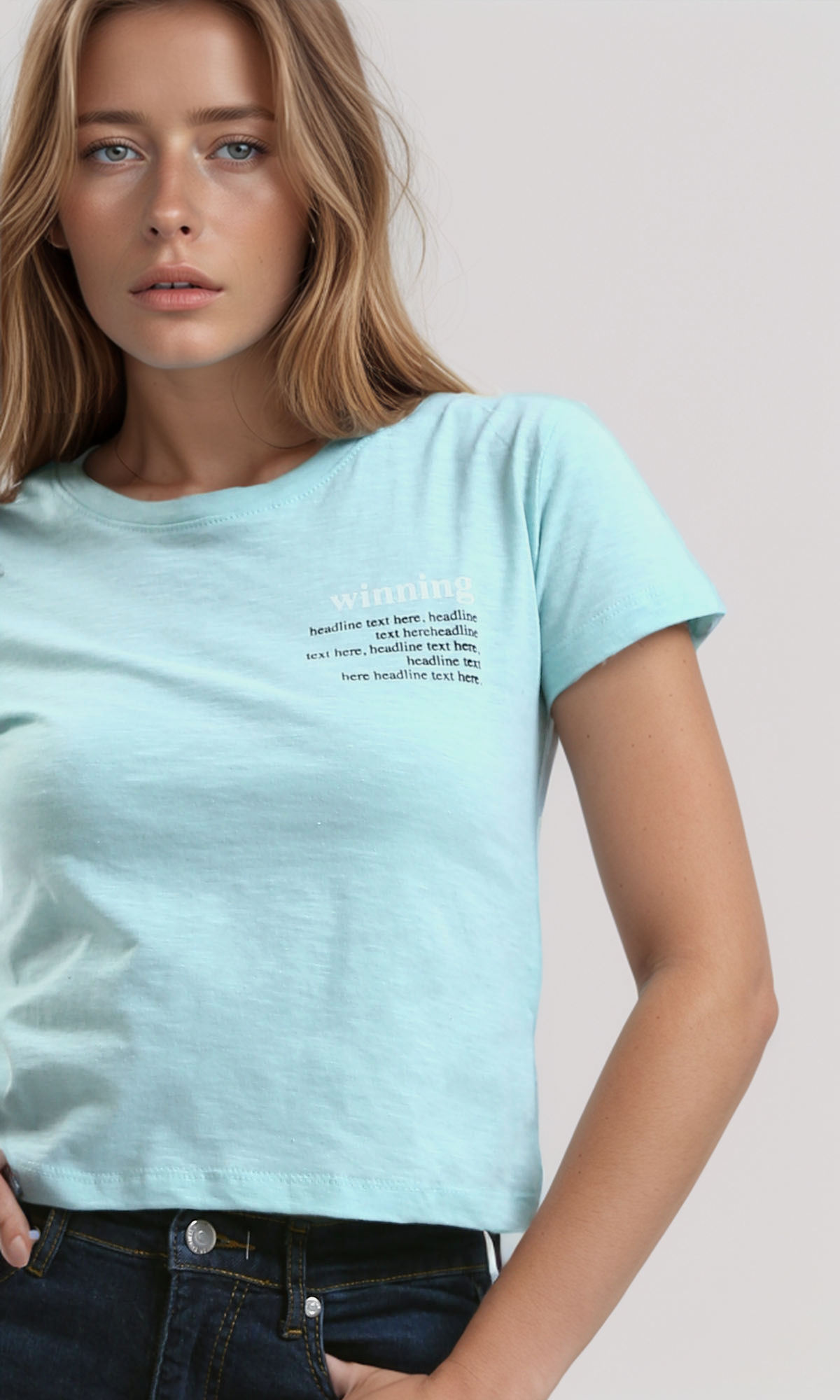 O189259 Heather Mintgreen Printed "Winning" Short Tee