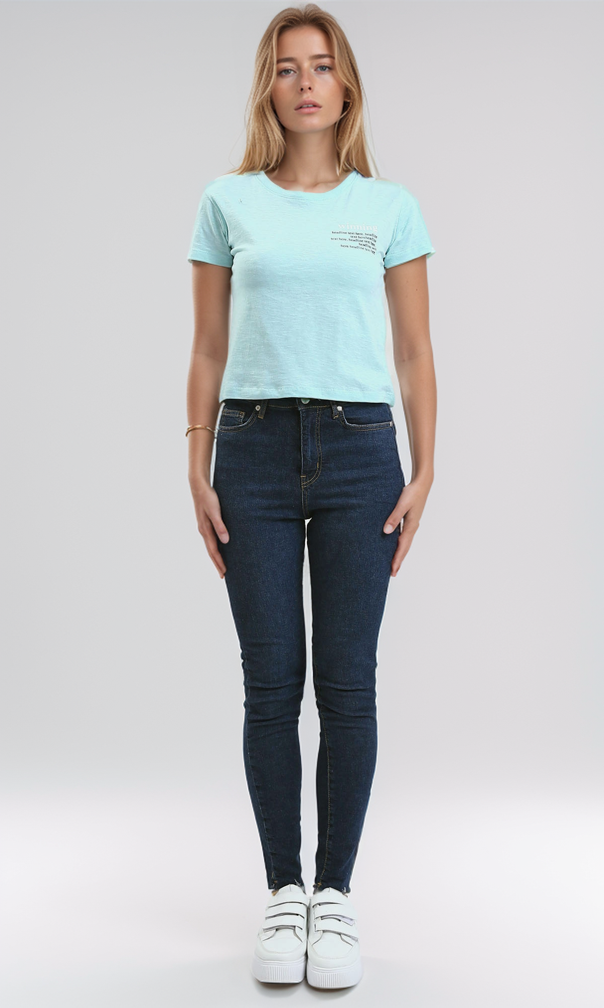 O189259 Heather Mintgreen Printed "Winning" Short Tee