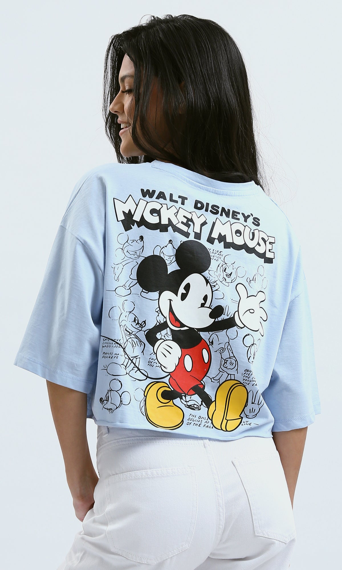 O189266 Printed "Mickey Mouse" Lightweight Light Blue Tee