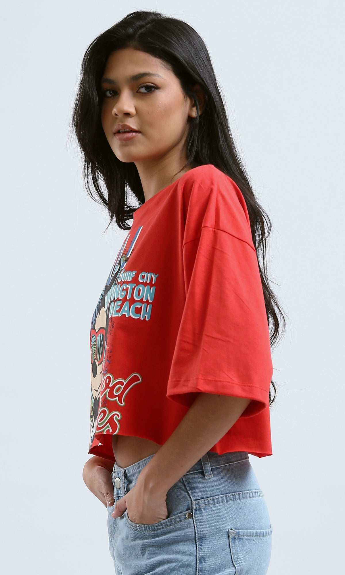 O189268 Fashionable Printed "Mickey Mouse" Red Tee