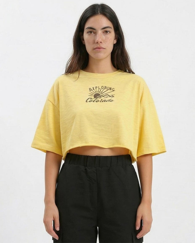 Ravin Women's Exploring Colorado Graphic Cropped Tee – Yellow - o189272
