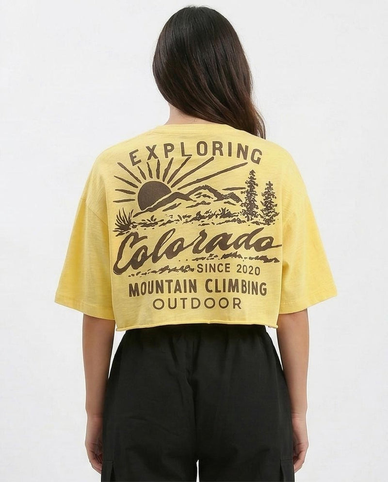 Ravin Women's Exploring Colorado Graphic Cropped Tee – Yellow - o189272