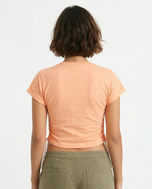 Ravin Women's Side-Cinched Graphic Tee – Peach "Stay Strong" - O189274