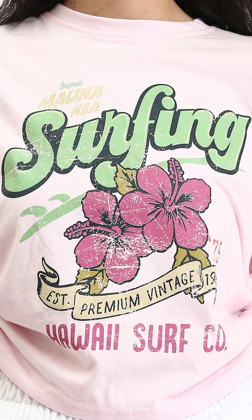 O189275 - Printed Slip On Summer Tee - Rose