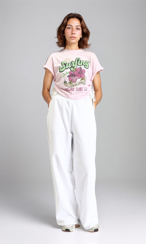 O189275 - Printed Slip On Summer Tee - Rose