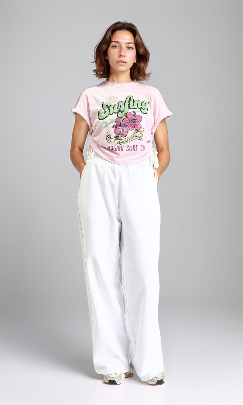 O189275 - Printed Slip On Summer Tee - Rose