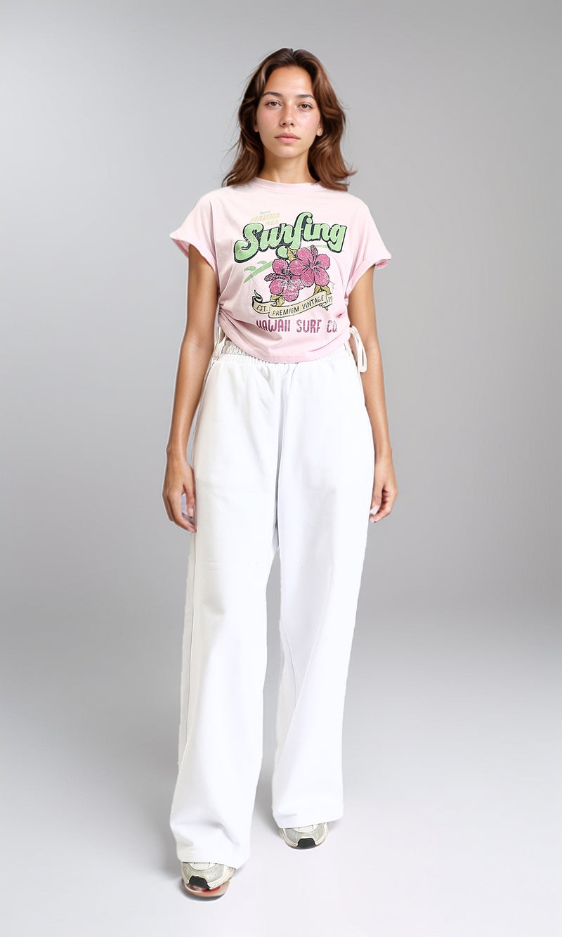 O189275 - Printed Slip On Summer Tee - Rose