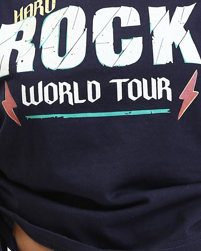 Ravin Women’s Hard Rock Graphic Tee with Cinched Drawstring Sides - Navy - O189277