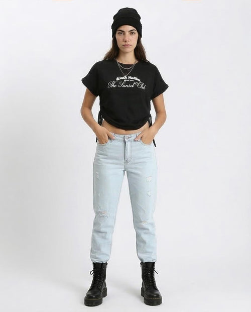 Ravin "The Sunset Club" Side-Tie Graphic Tee - Black - O189278