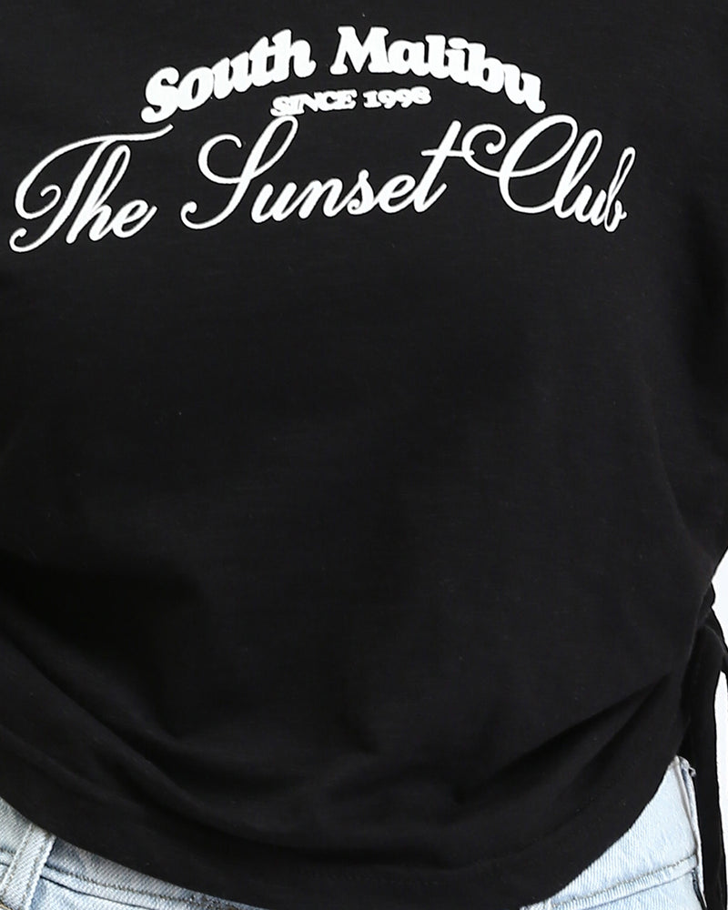 Ravin "The Sunset Club" Side-Tie Graphic Tee - Black - O189278