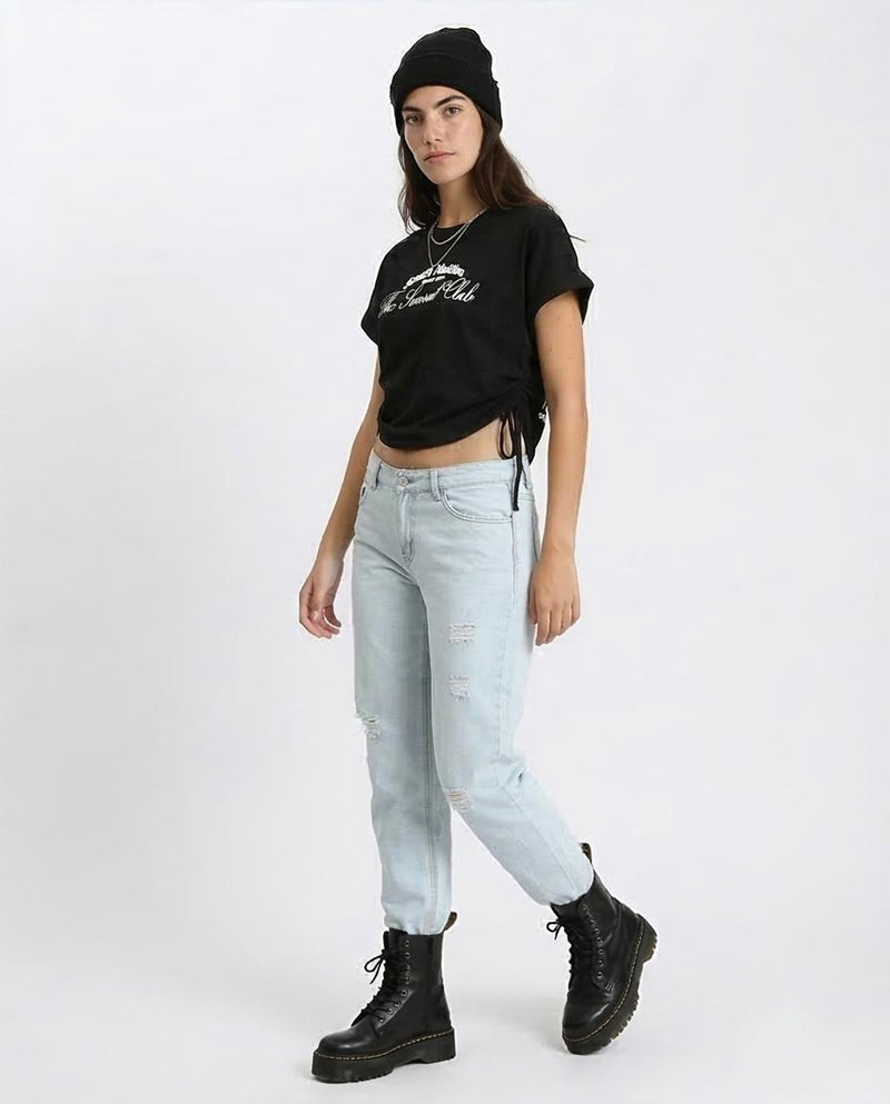 Ravin "The Sunset Club" Side-Tie Graphic Tee - Black - O189278