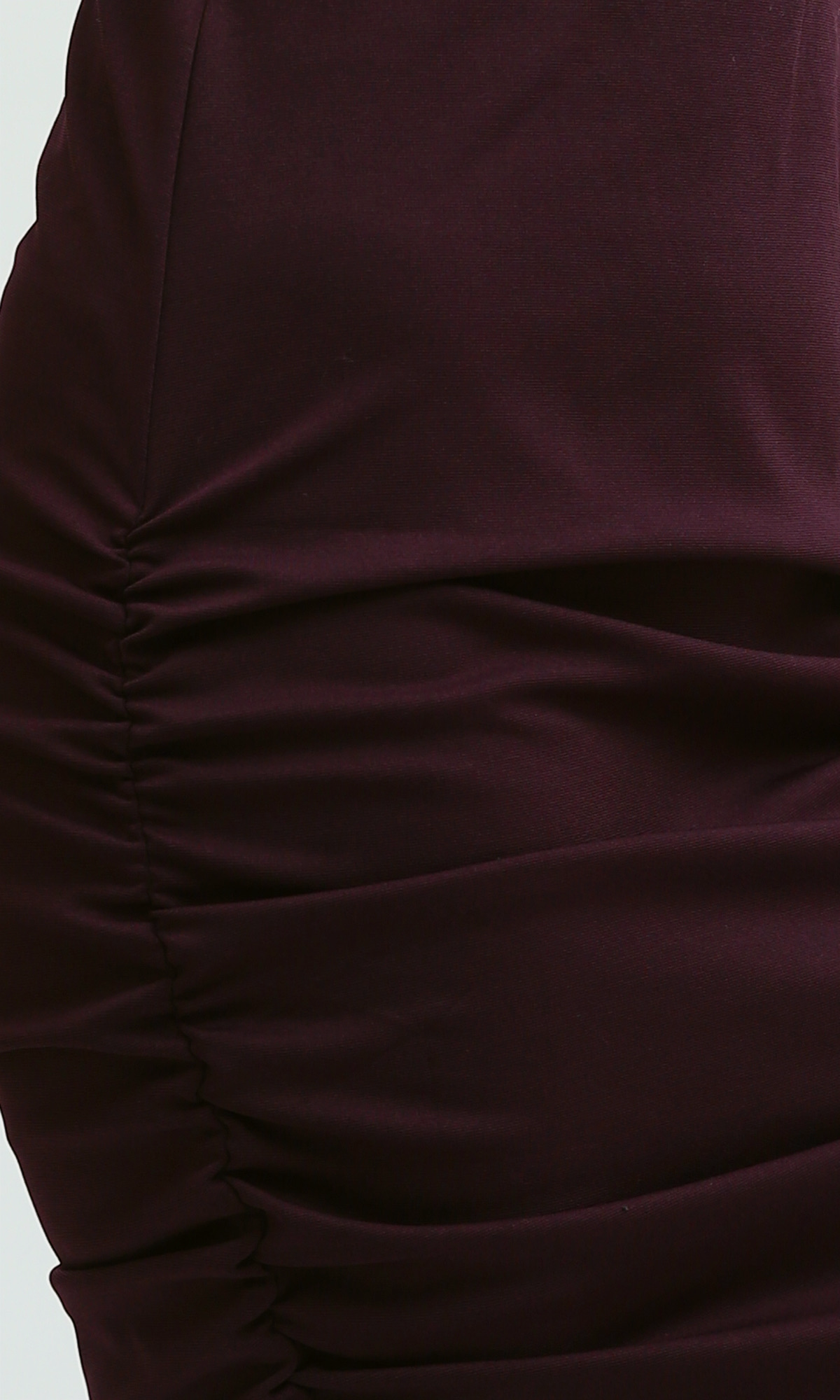 O189288 Solid Dark Purple Skirt With Side Ruffle