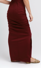 O189290 Dark Fushia Slip On Skirt With Slits