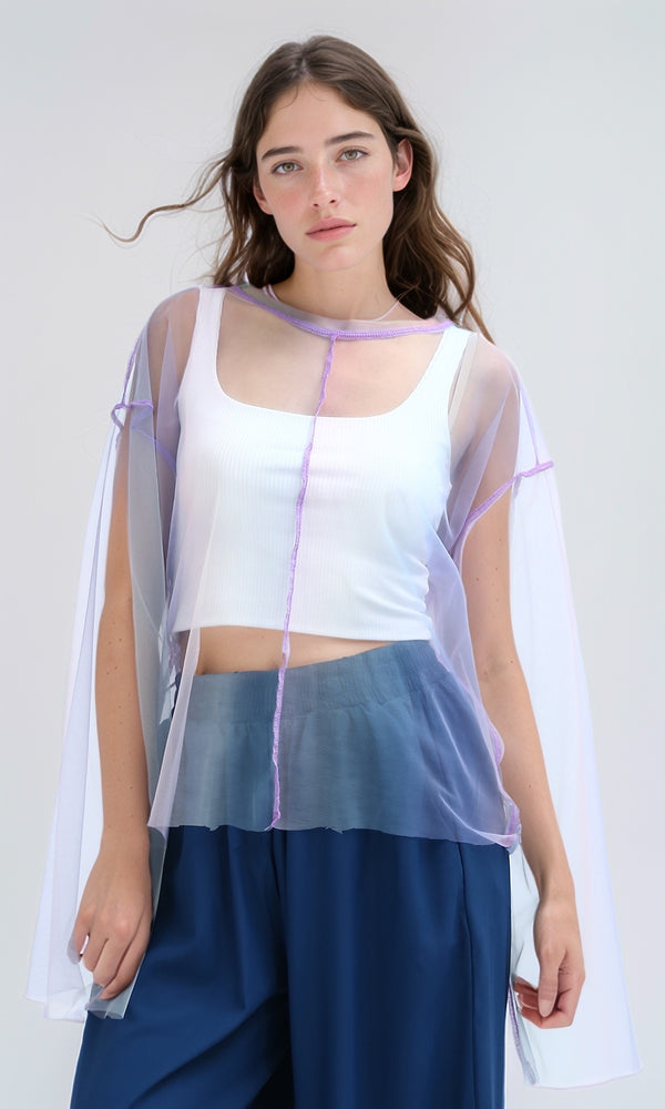 O189402 Light Purple Slip On Transparent Top