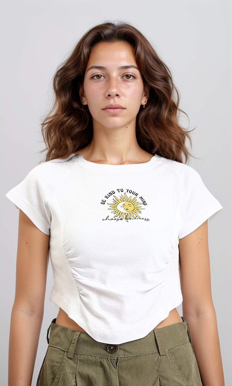 O189405 - Printed Regular Fit Cotton Tee - White