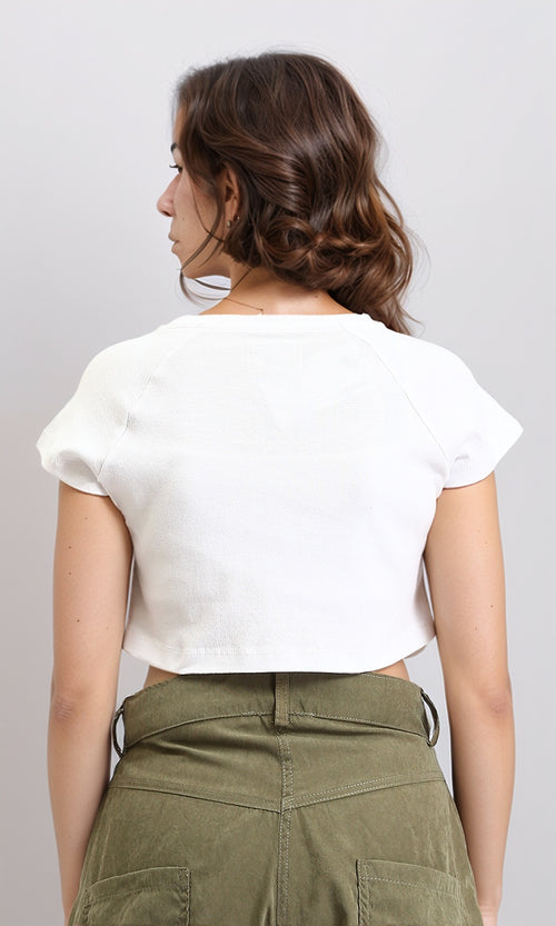 O189405 - Printed Regular Fit Cotton Tee - White