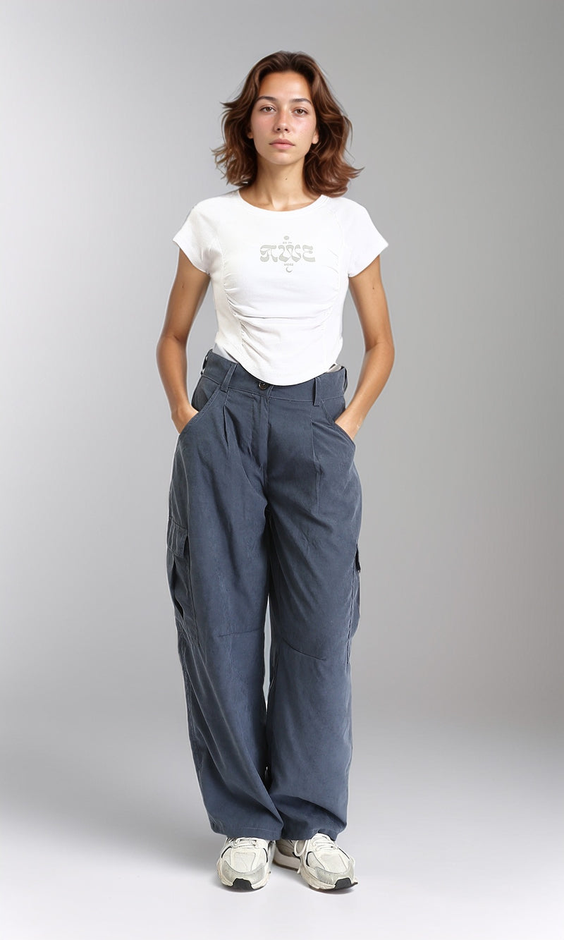 O189406 - Slip On Printed Feminine Tee - White