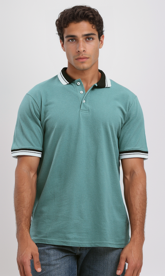 O189606 Casual Regular Fit Solid Polo Shirt - Dark Mint