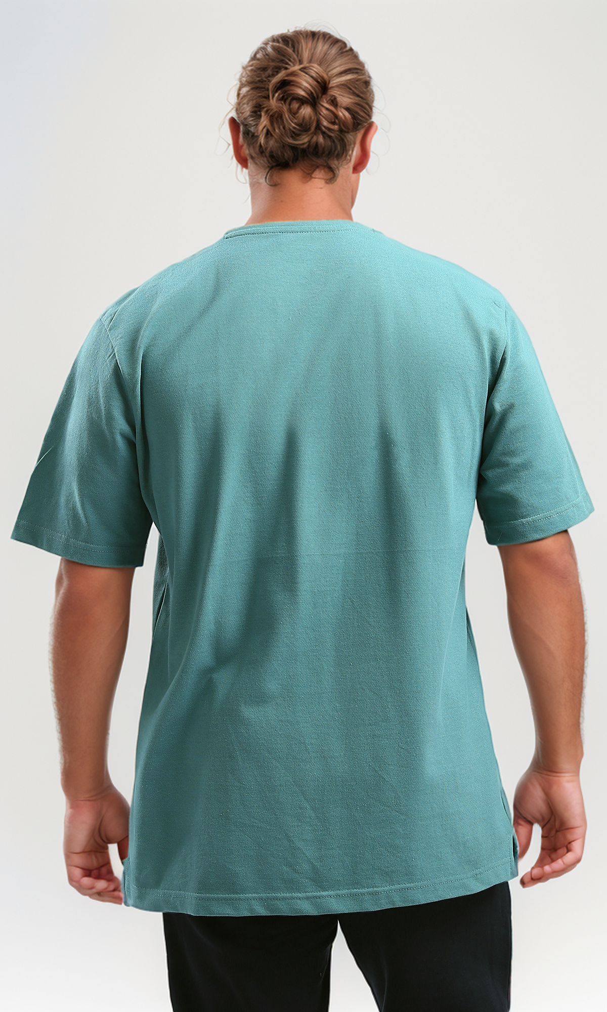 O189613 Dark Mintgreen Relaxed Fit Solid Basic Tee