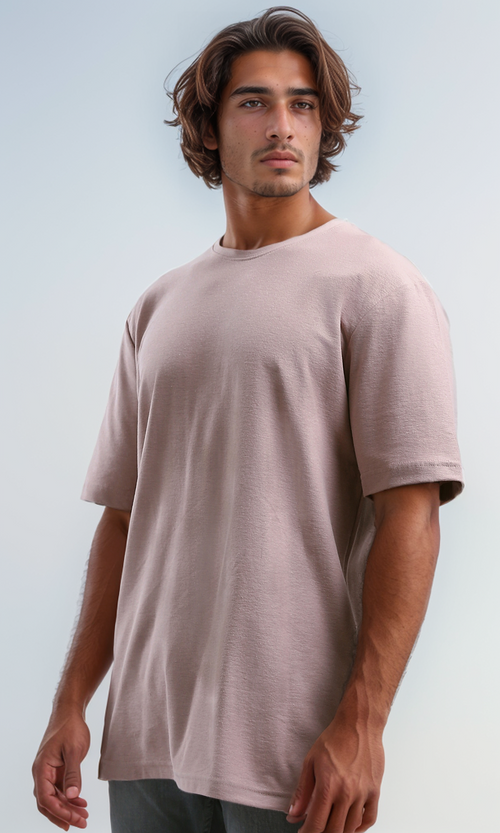 O189614 Summer Slip On Tee With Elbow Sleeves - Dark Rose