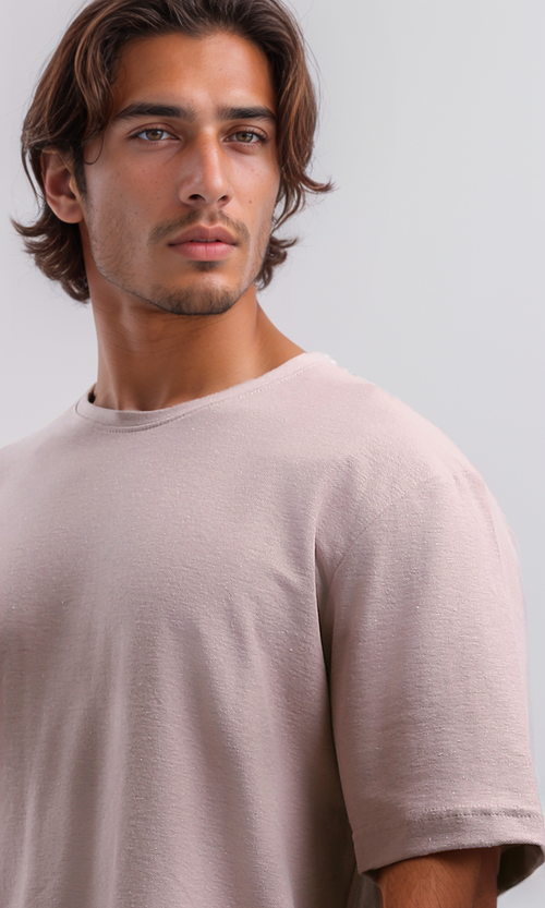 O189614 Summer Slip On Tee With Elbow Sleeves - Dark Rose