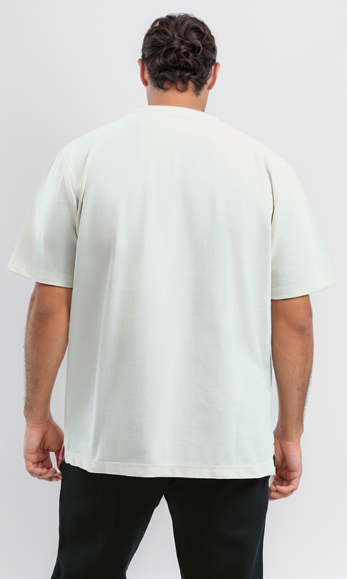 تي شيرت برقبة دائرية سهل الارتداء مطبوع أوف وايت