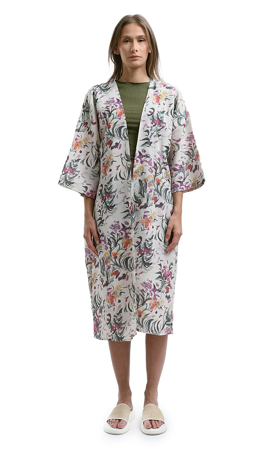 O189716 3/4 Sleeves Colorful Floral Summer Kimono