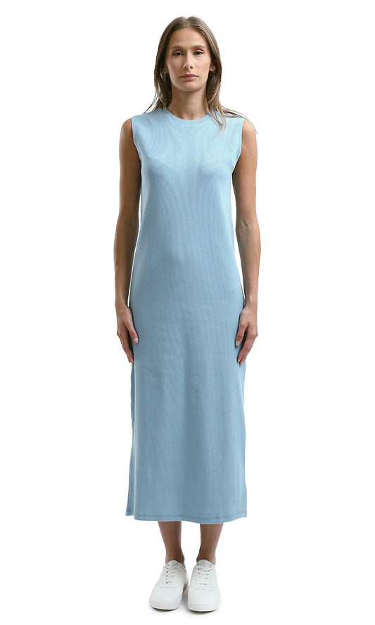 O189720 Light Blue Slip On Sleeveless Summer Maxi Dress