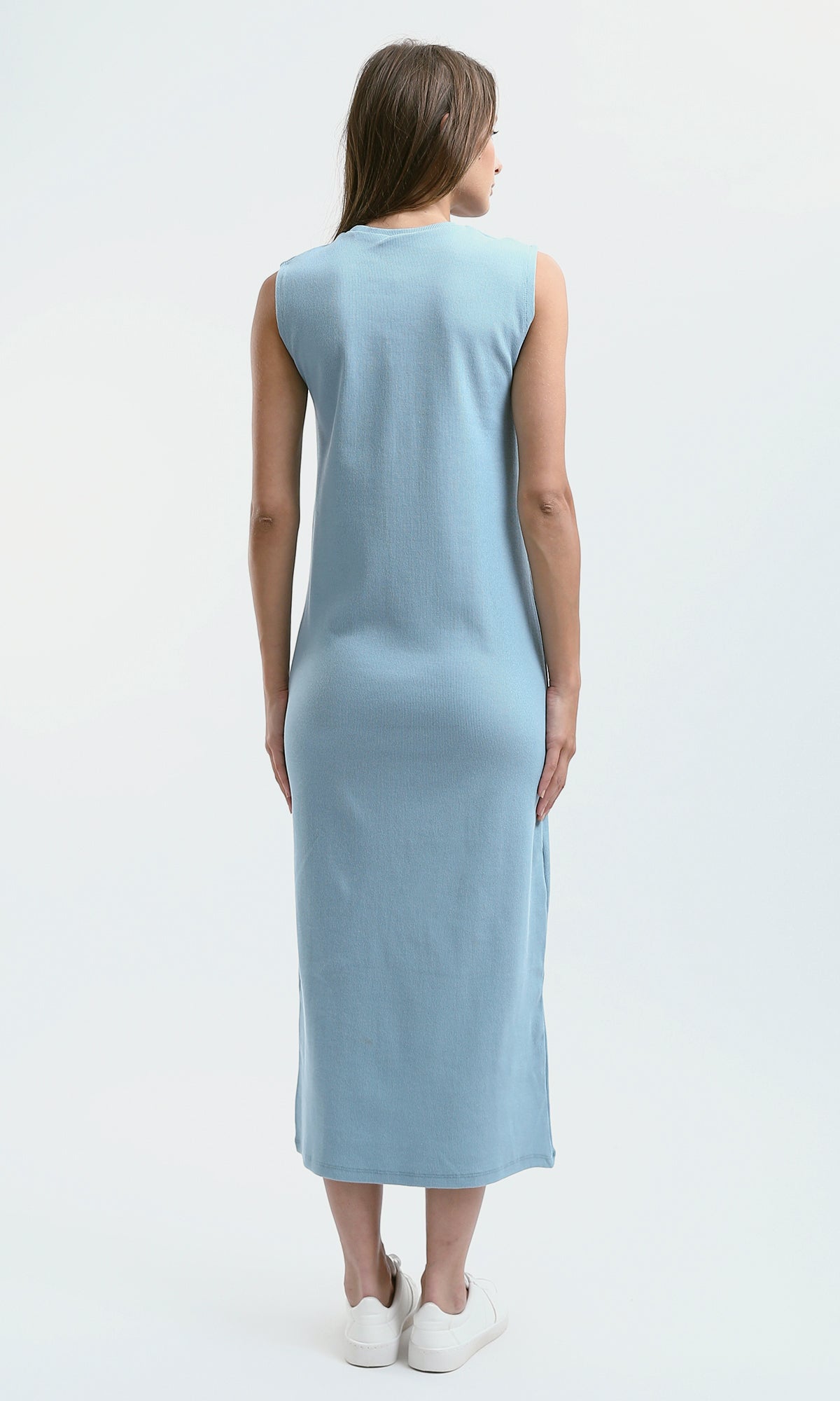 O189720 Light Blue Slip On Sleeveless Summer Maxi Dress