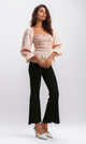 O189741 Casual Square Neck Long Sleeve Top With Elastic Waist - Light Simone