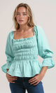 O189742 Solid Trendy Top Long Sleeve Shirts - Mintgreen