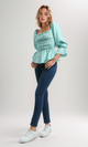 O189742 Solid Trendy Top Long Sleeve Shirts - Mintgreen