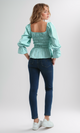 O189742 Solid Trendy Top Long Sleeve Shirts - Mintgreen