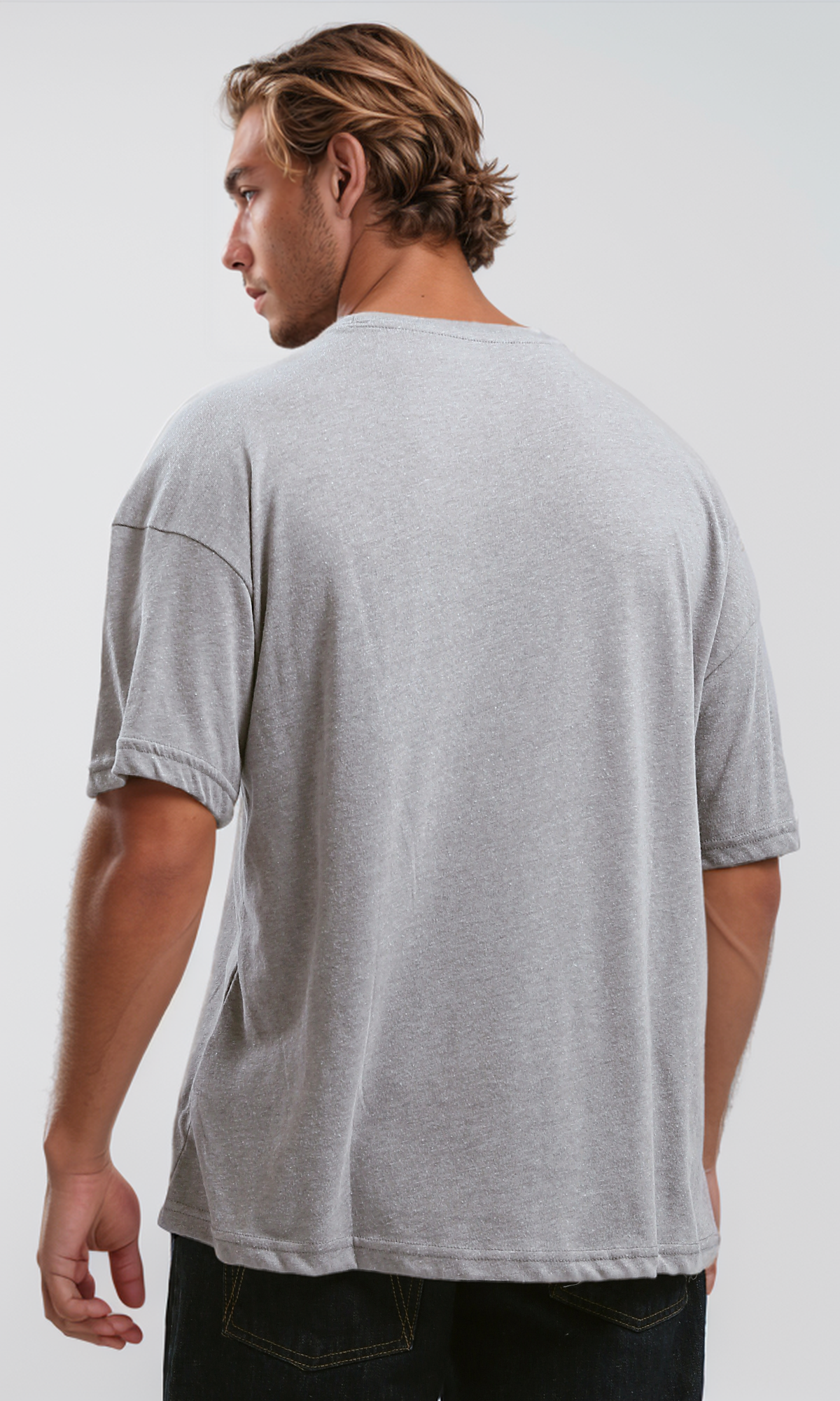 O189897 Front Print Heather Grey Relaxed Summer Tee