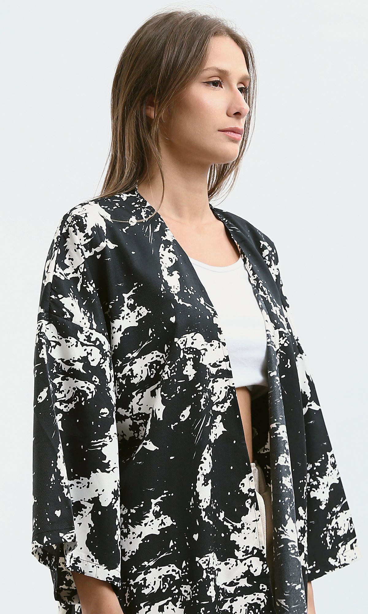 O190124 Long Sleeves Casual Multicolour Kimono
