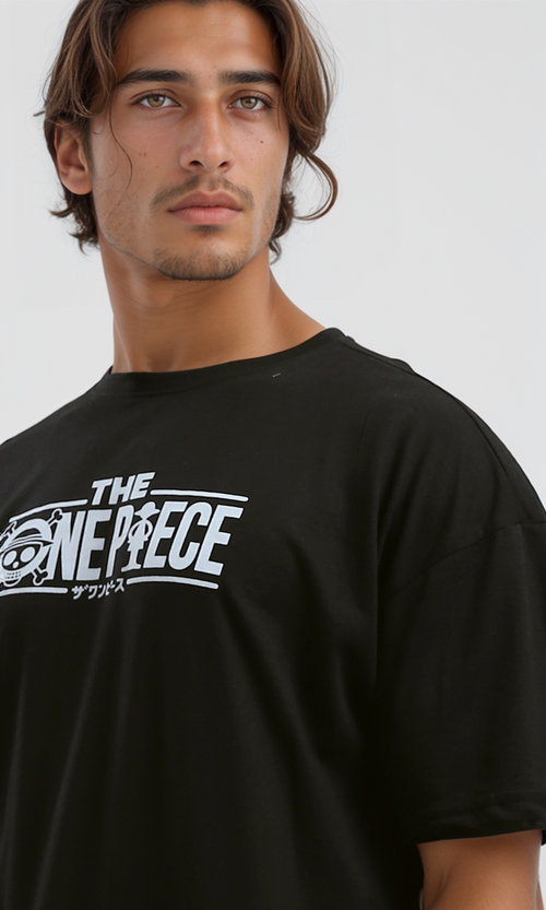 تي شيرت قطن سهل الارتداء بأكمام للكوع - أسود