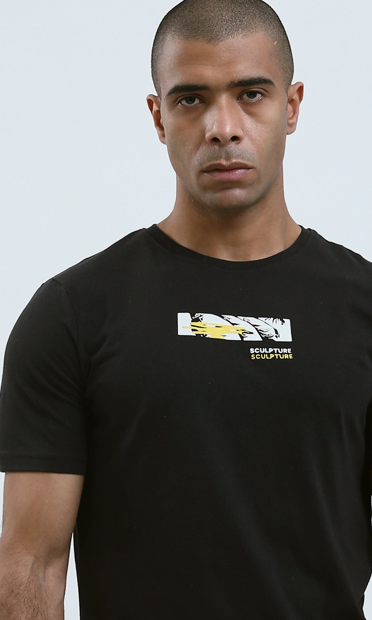 O190168 - Black Short Sleeves Tee With Front And Back Print