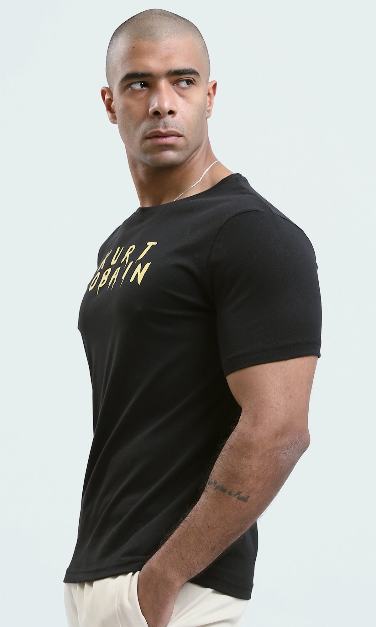 o190170 - Crew Neck Casual Black Printed Summer Tee